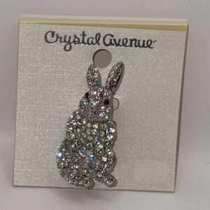 Crystal Avenue Silver Bunny Rabbit Brooch